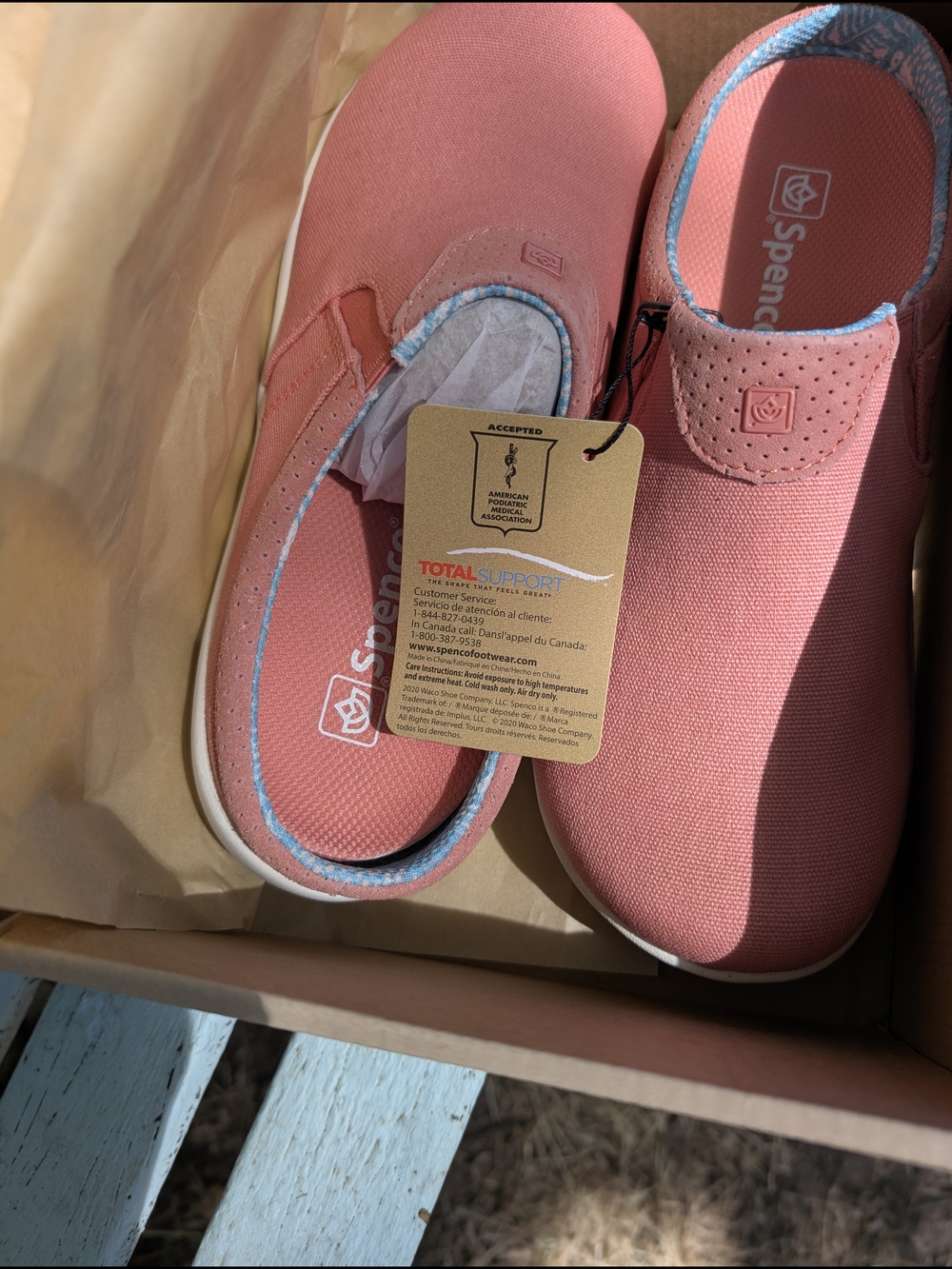 Waco Shoe Company Spenco Coral Pink Slip-On Casual Shoes - Picture 2 of 8